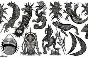 Cosmic war between annunaki and lizard tattoo idea