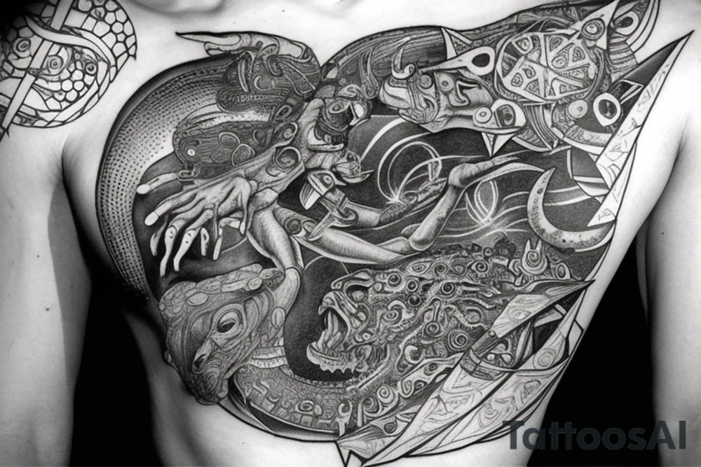Cosmic wars between annunaki and lizard tattoo idea