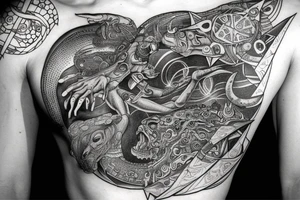 Cosmic wars between annunaki and lizard tattoo idea