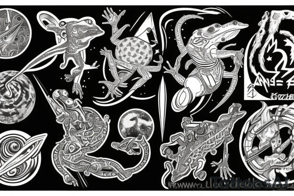 Cosmic wars between annunaki and lizard tattoo idea