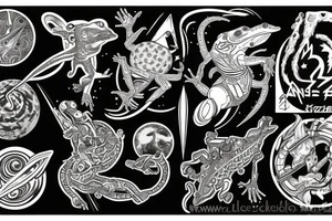 Cosmic wars between annunaki and lizard tattoo idea