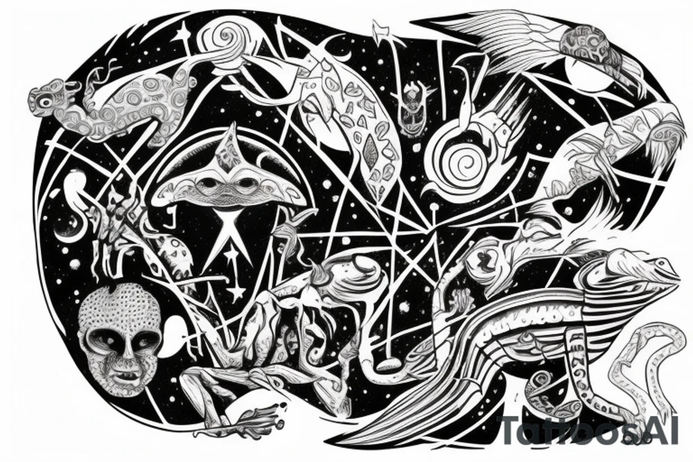 Cosmic wars between annunaki and lizard tattoo idea