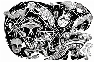 Cosmic wars between annunaki and lizard tattoo idea