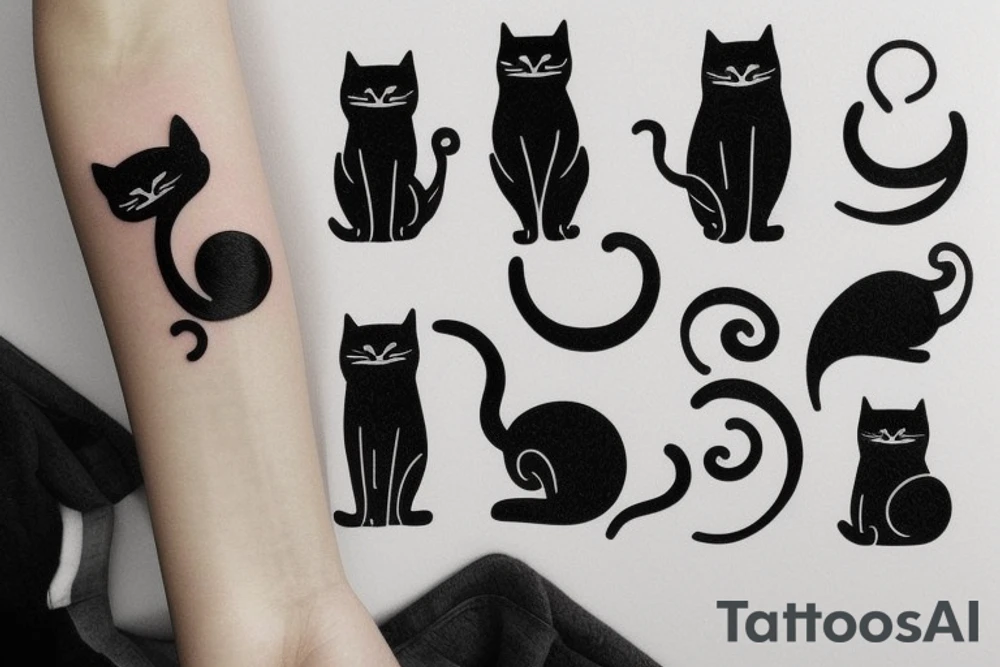 A black cute cat tattoo idea