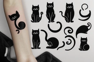 A black cute cat tattoo idea