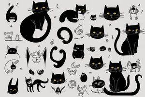 A black cute cat tattoo idea