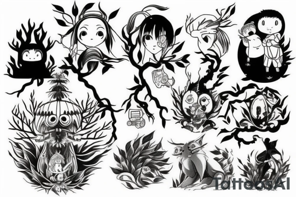 Forest spirit, Studio Ghibli tattoo idea