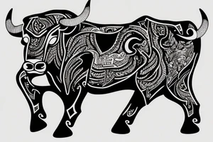A bull running away from a lion in a loving way Taurus and Leo tattoo idea