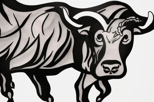 A bull running away from a lion in a loving way Taurus and Leo tattoo idea