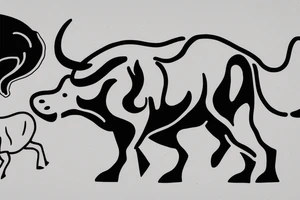 A bull running away from a lion in a loving way Taurus and Leo tattoo idea
