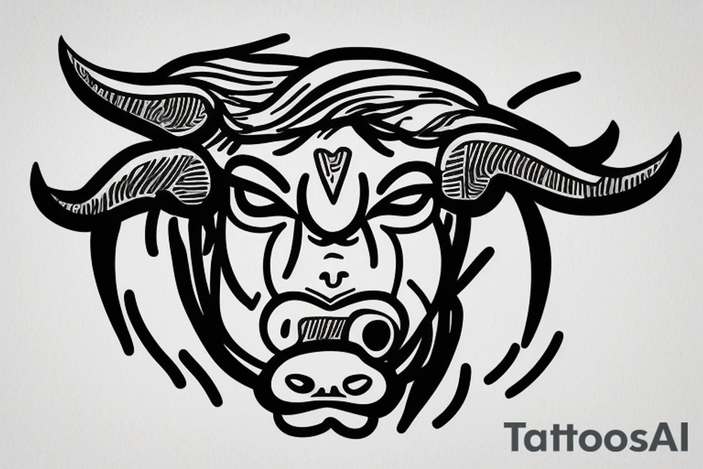 A bull running away from a lion in a loving way Taurus and Leo tattoo idea