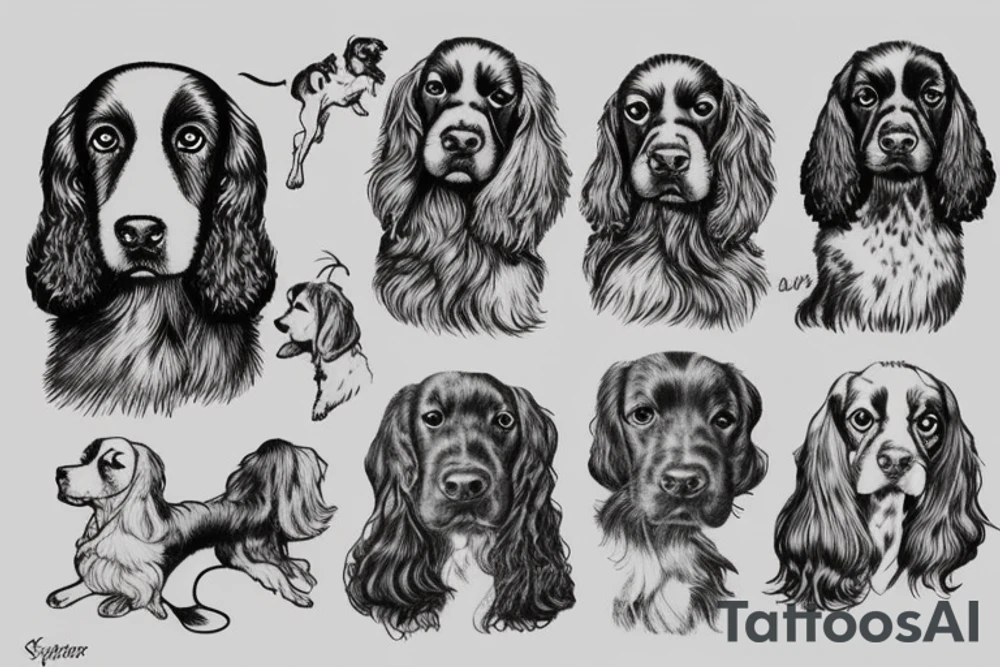 cocker spaniel and springer spaniel together tattoo idea