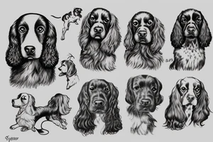 cocker spaniel and springer spaniel together tattoo idea