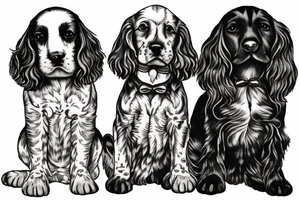 cocker spaniel and springer spaniel resting together tattoo idea