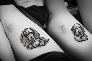 cocker spaniel and springer spaniel resting together tattoo idea