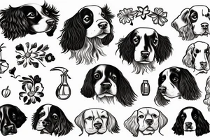 cocker spaniel and springer spaniel resting together tattoo idea