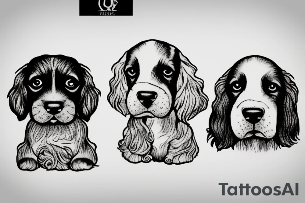 cocker spaniel and springer spaniel resting together tattoo idea
