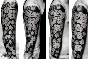 Circuit board to cherry blossoms arm tattoo tattoo idea