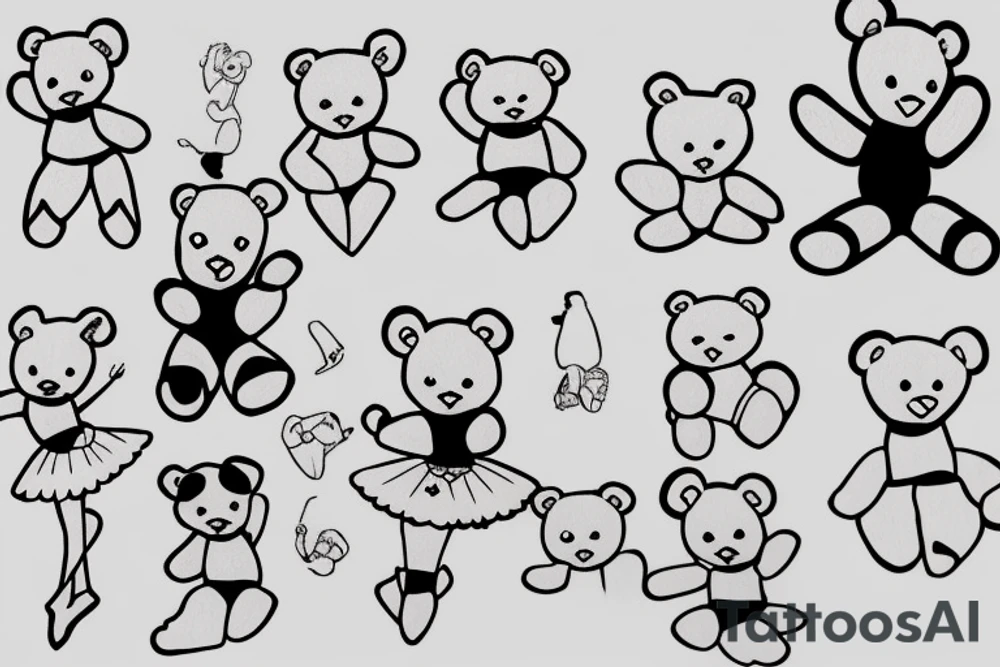 Ballet teddy bear tattoo idea