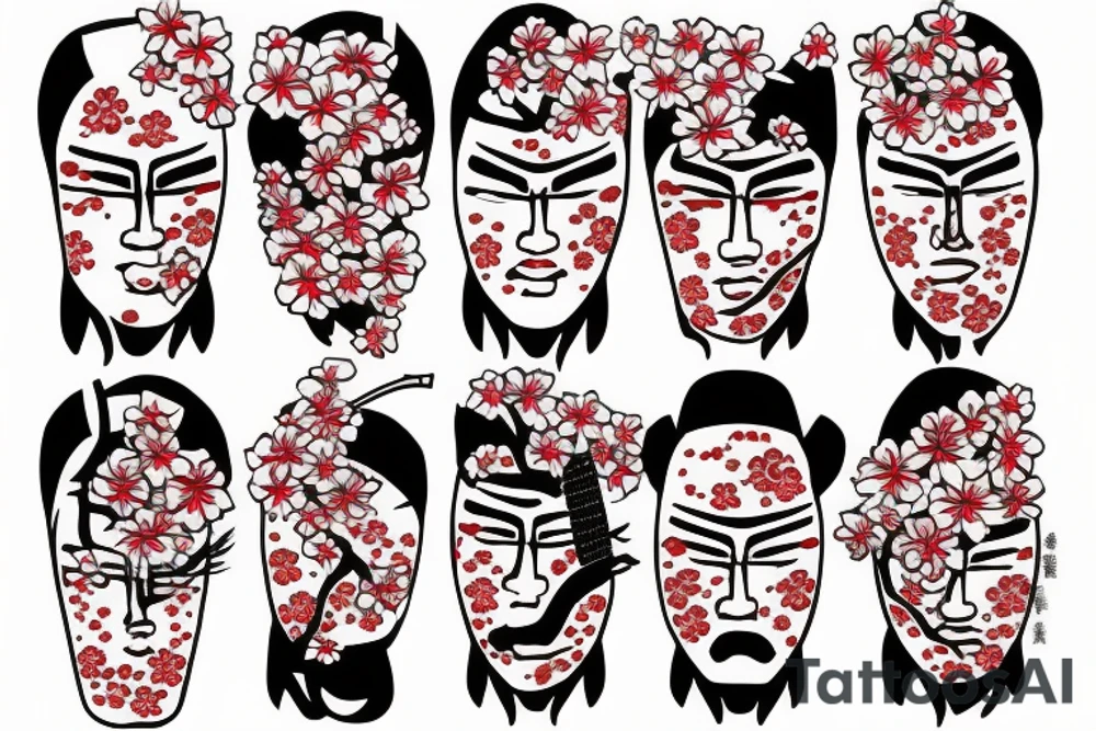 Samurai surrounded by cherry blossoms in the air tattoo idea