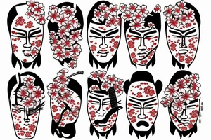 Samurai surrounded by cherry blossoms in the air tattoo idea