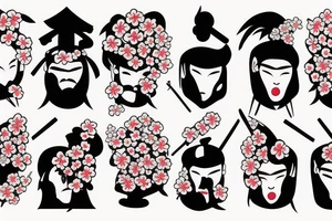Samurai surrounded by cherry blossoms in the air tattoo idea