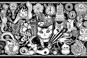 Alice and wonderland cat trippy tattoo idea