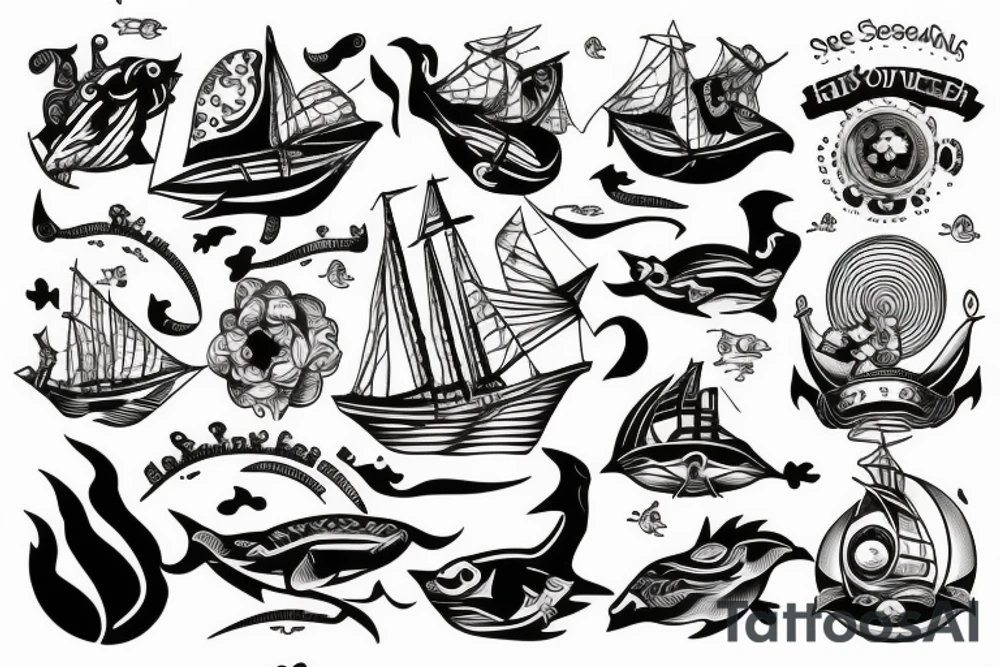 An open sea by the harbor tattoo idea