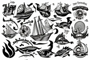 An open sea by the harbor tattoo idea