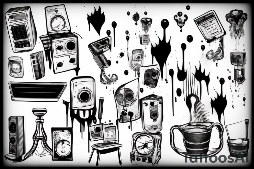 Computer melting drips coming off screen tattoo idea
