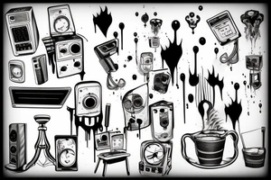 Computer melting drips coming off screen tattoo idea