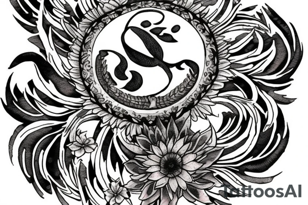 Floral Scottish rampant lion tattoo idea