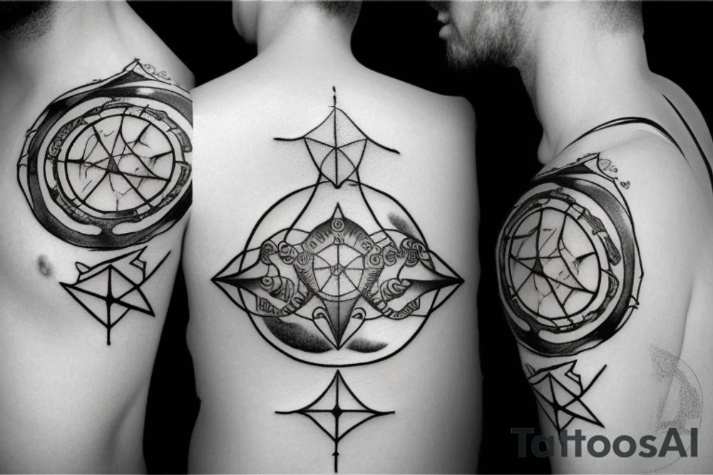 Aquarius constellation and Gemini constellation intertwined tattoo idea