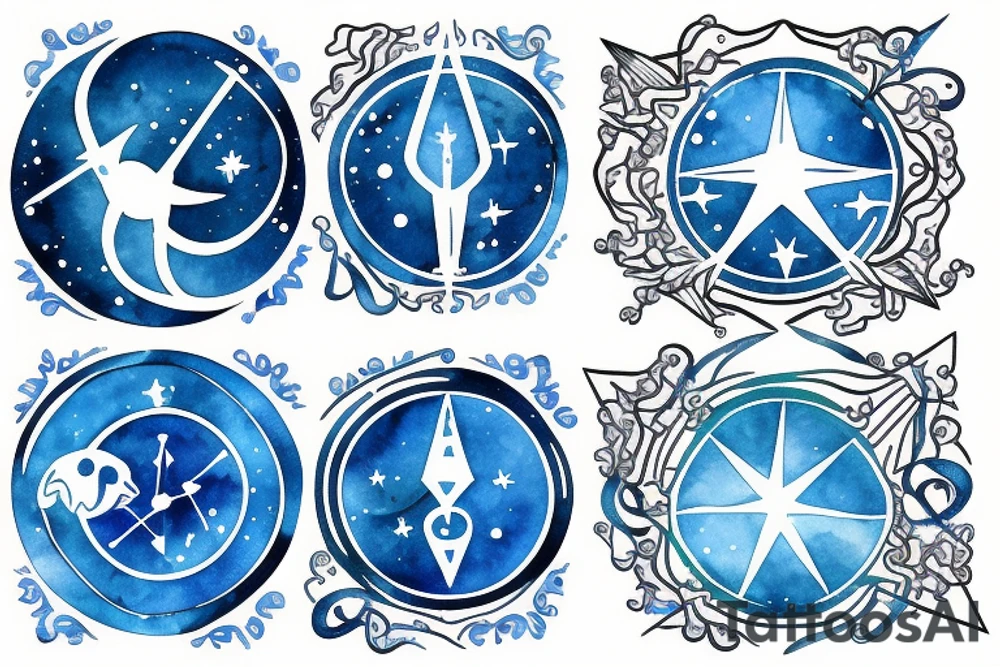 Aquarius constellation and Gemini constellation intertwined tattoo idea