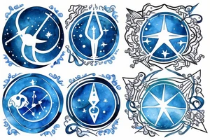 Aquarius constellation and Gemini constellation intertwined tattoo idea