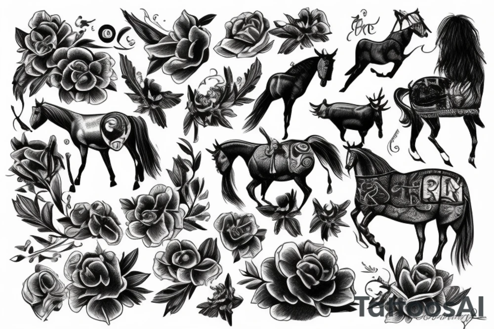 Montage emprunte de cheval tattoo idea
