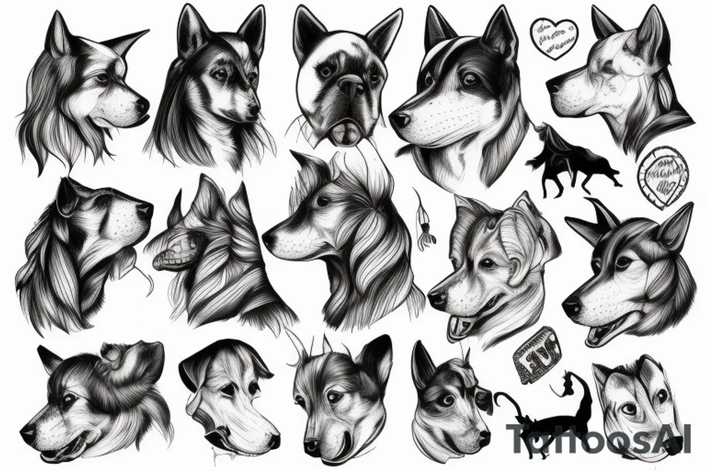 Montage emprunte de cheval, emprunte de chien, emprunte de chat tattoo idea