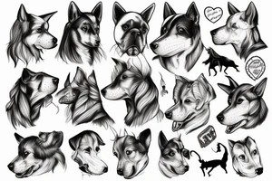 Montage emprunte de cheval, emprunte de chien, emprunte de chat tattoo idea
