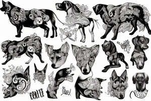 Montage emprunte de cheval, emprunte de chien, emprunte de chat tattoo idea