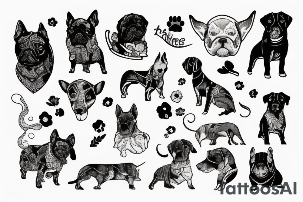 emprunte de pattes de chien tattoo idea