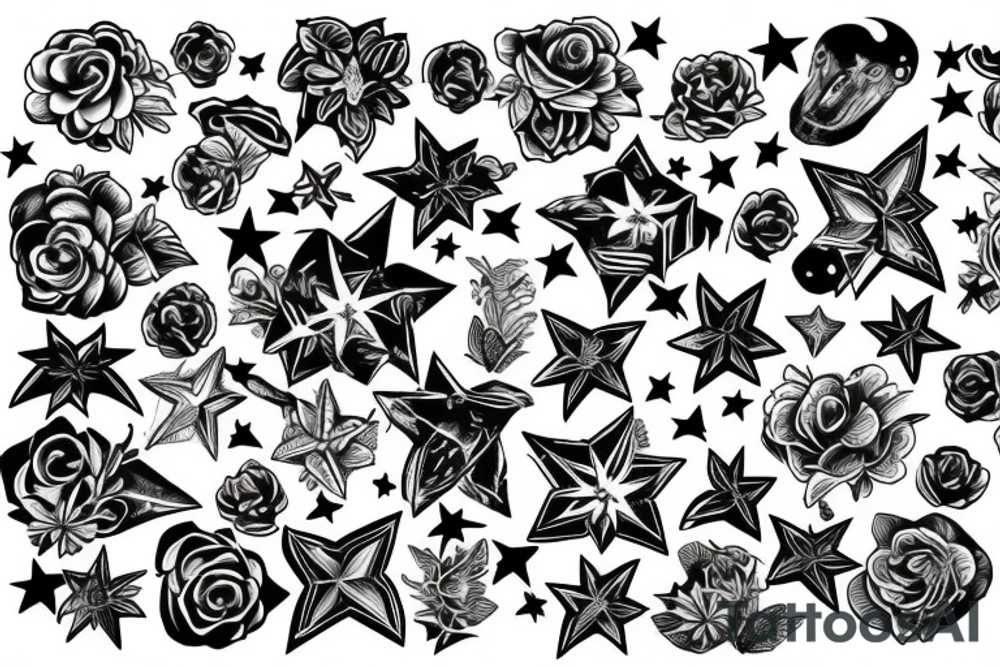 Lilly’s and stars with the name Diego tattoo idea
