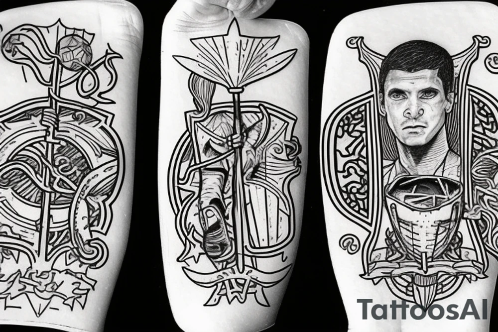 Two of wands tarot card. Soccer goalie. tattoo idea