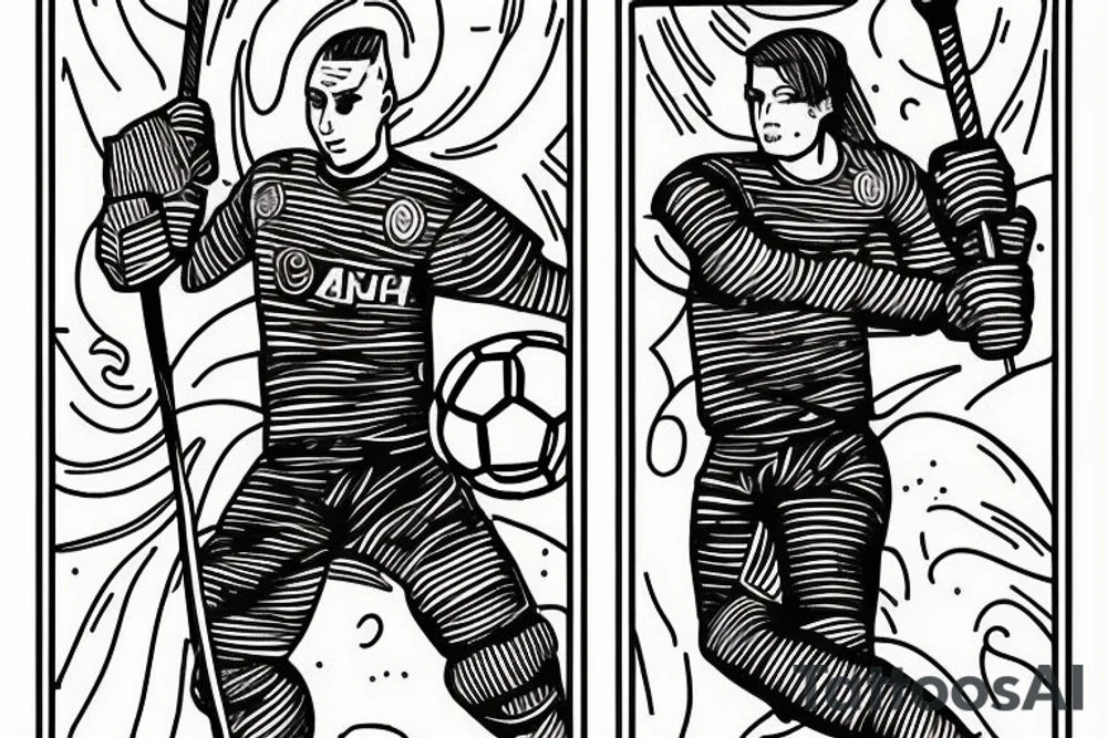 Two of wands tarot card. Soccer goalie. tattoo idea