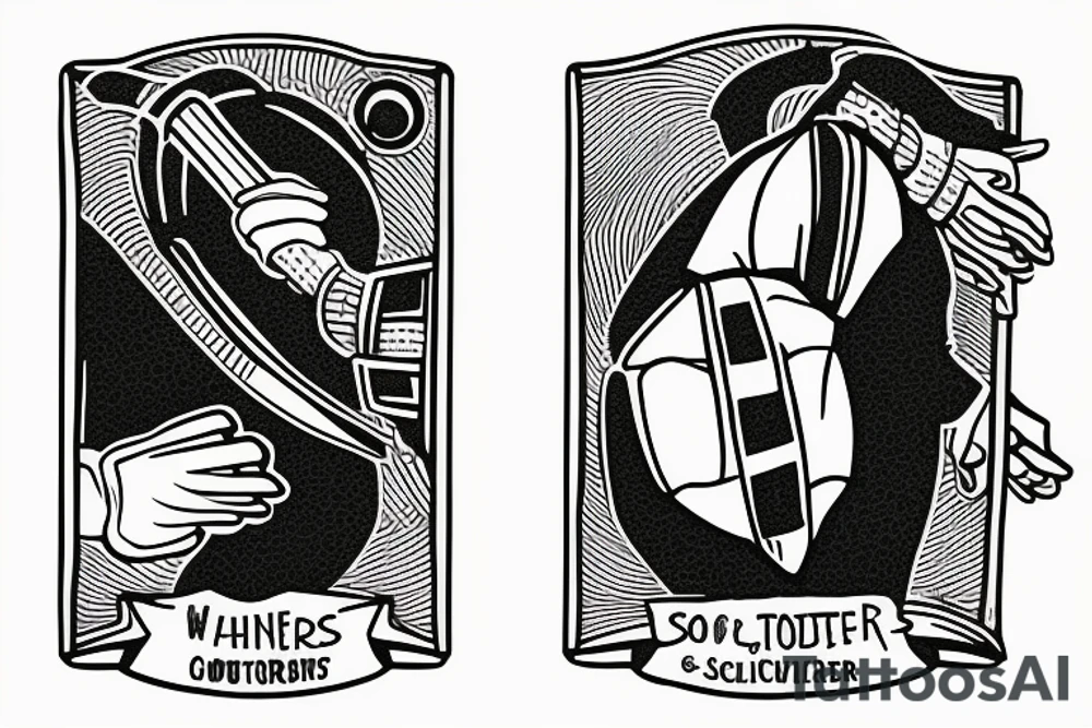 Two of wands tarot card. Soccer goalie. tattoo idea