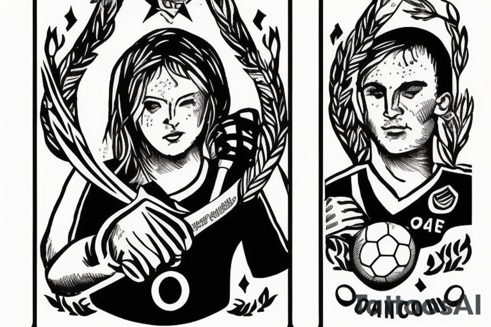 Two of wands tarot card. Soccer goalie. Oregon coast. tattoo idea