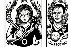 Two of wands tarot card. Soccer goalie. Oregon coast. tattoo idea