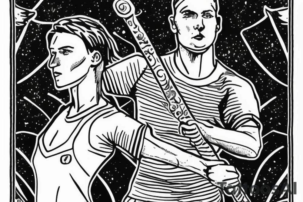 Two of wands tarot card. Soccer goalie. Oregon coast. tattoo idea