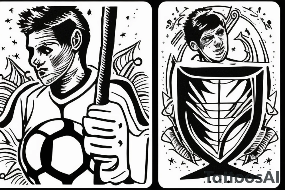 Two of wands tarot card. Soccer goalie. Oregon coast. tattoo idea