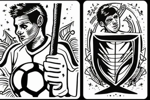 Two of wands tarot card. Soccer goalie. Oregon coast. tattoo idea