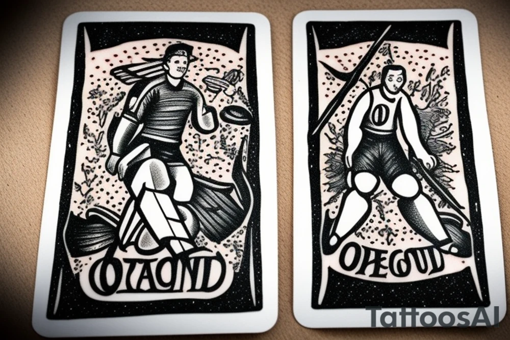 Two of wands tarot card. Soccer goalie. Oregon coast. tattoo idea